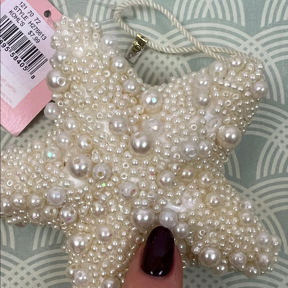 St. Nicholas Square Cream Pearl Star Decor Christmas tree ornament ๐ coastal - Picture 4 of 5